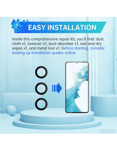 Reemplazo Lente Cámara Trasera Samsung Galaxy S22 5G - 2 Piezas