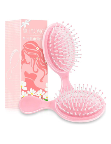 Mini Cepillo de Pelo NICEMOVIC Rosa 2 Piezas Viaje