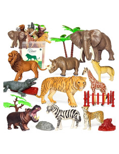 Set de Juguetes de Animales Safari BIWASE con Accesorios 10 Piezas