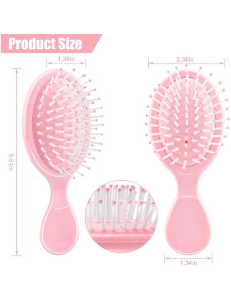 Mini Cepillo de Pelo NICEMOVIC Rosa 2 Piezas Viaje