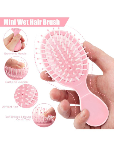 Mini Cepillo de Pelo NICEMOVIC Rosa 2 Piezas Viaje