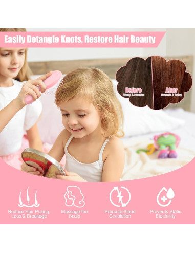 Mini Cepillo de Pelo NICEMOVIC Rosa 2 Piezas Viaje