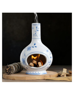 Soporte de Incienso Cerámica RGBDOT Chimenea Azul y Blanca