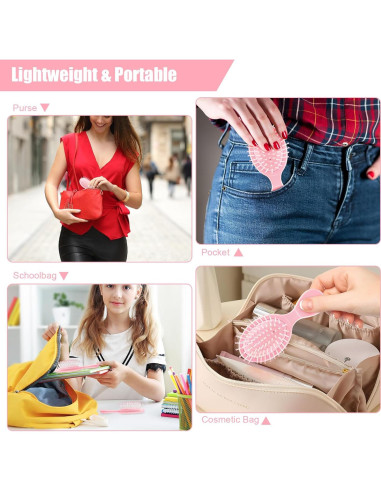 Mini Cepillo de Pelo NICEMOVIC Rosa 2 Piezas Viaje