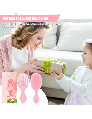 Mini Cepillo de Pelo NICEMOVIC Rosa 2 Piezas Viaje