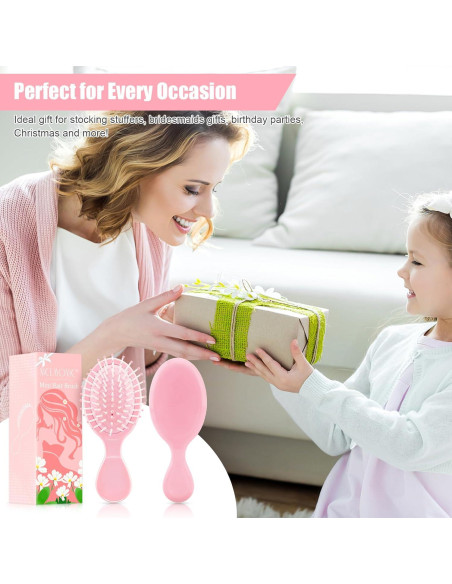 Mini Cepillo de Pelo NICEMOVIC Rosa 2 Piezas Viaje