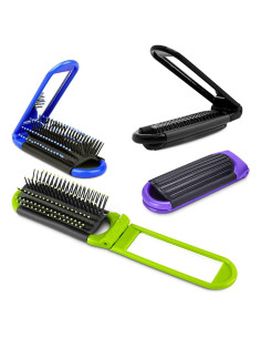 Juego de 4 Cepillos de Pelo Plegables KETAR con Espejo