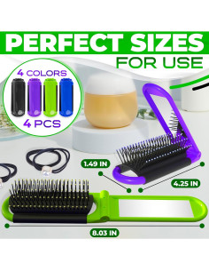 Juego de 4 Cepillos de Pelo Plegables KETAR con Espejo 2