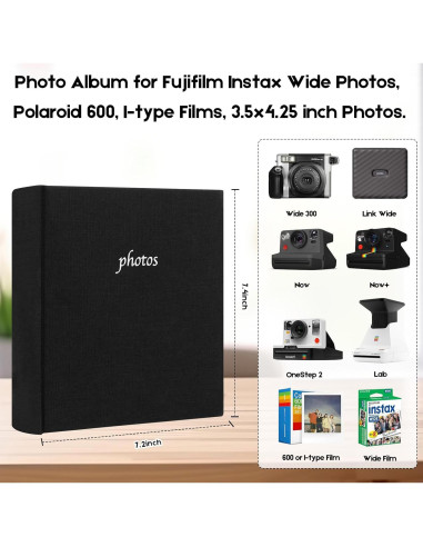 Álbum de Fotos Veicevol Negro para Fujifilm Instax y Polaroid