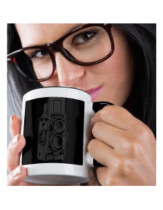 Taza 3dRose de cerámica 11 oz cámara vintage TLR negra 2