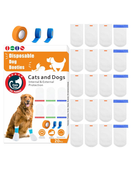 20 Botas Desechables para Perros Leoezx M - Impermeables