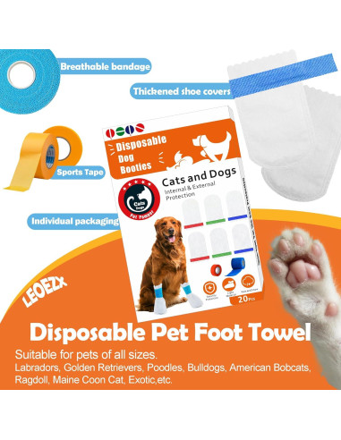 20 Botas Desechables para Perros Leoezx M - Impermeables