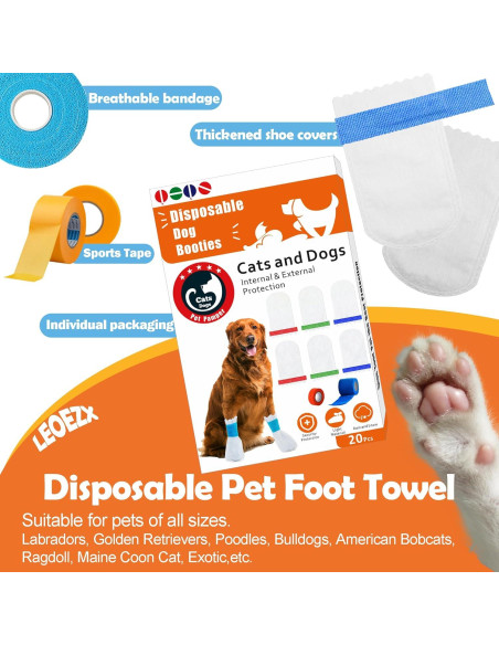 20 Botas Desechables para Perros Leoezx M - Impermeables