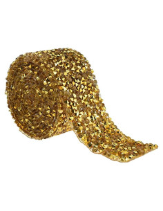 Cinta de Rhinestone Adhesiva HAHIYO 0.91m x 3cm Dorado