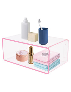 Mesita de Noche Flotante LULUGOGOTOP Rosa Acrílico 41x24cm