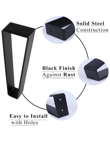 Patas de Mueble Trapezoidales Osring 30.48 cm Acero Negro 4pcs