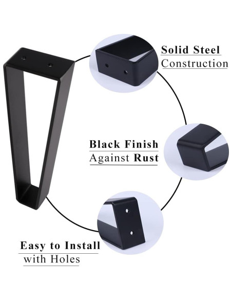 Patas de Mueble Trapezoidales Osring 30.48 cm Acero Negro 4pcs