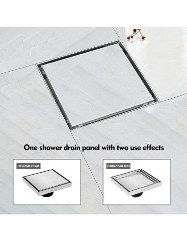 Desagüe de Ducha Cuadrado Elefloom 15.24 cm Acero Inoxidable AISI 304