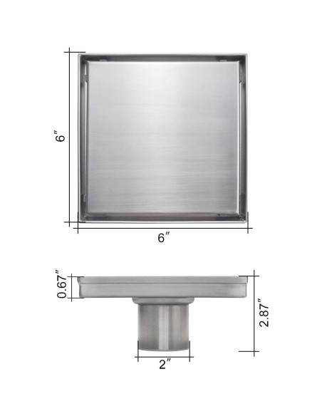 Desagüe de Ducha Cuadrado Elefloom 15.24 cm Acero Inoxidable AISI 304 Desagüe de Ducha Cuadrado Elefloom 15.24 cm Acero Inoxidable AISI 304