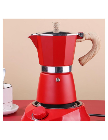 Cafetera Moka Conyee 6 Tazas Roja - Espresso Manual 295 ml