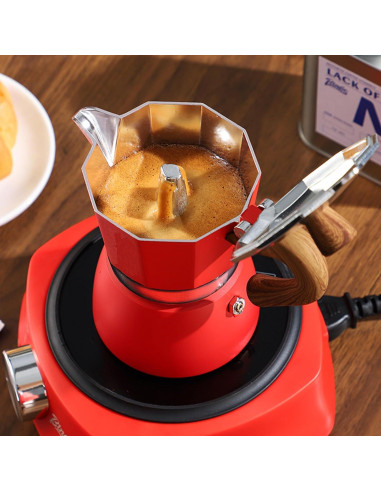 Cafetera Moka Conyee 6 Tazas Roja - Espresso Manual 295 ml