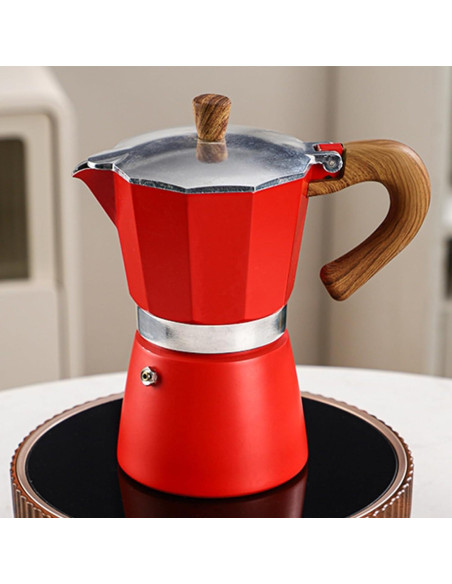 Cafetera Moka Conyee 6 Tazas Roja - Espresso Manual 295 ml