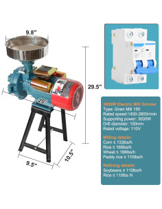 Molinillo Eléctrico H&ZT 3000W para Maíz y Granos 110V 2