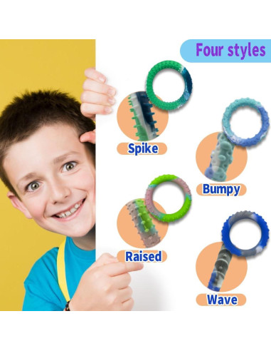 12 Juguetes Sensoriales Antiestrés OCHO MONOS - Pulseras Texturizadas