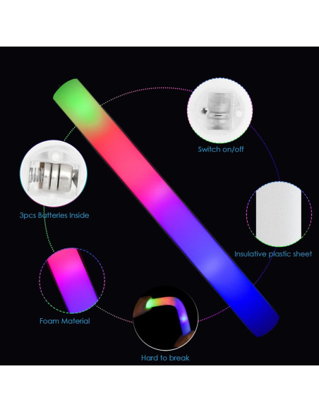 Palos de Espuma LED Brillantes EXCECAR 45 Pcs 3 Modos