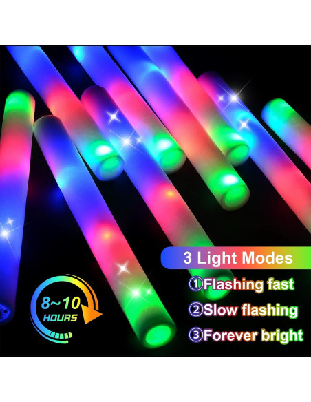 Palos de Espuma LED Brillantes EXCECAR 45 Pcs 3 Modos