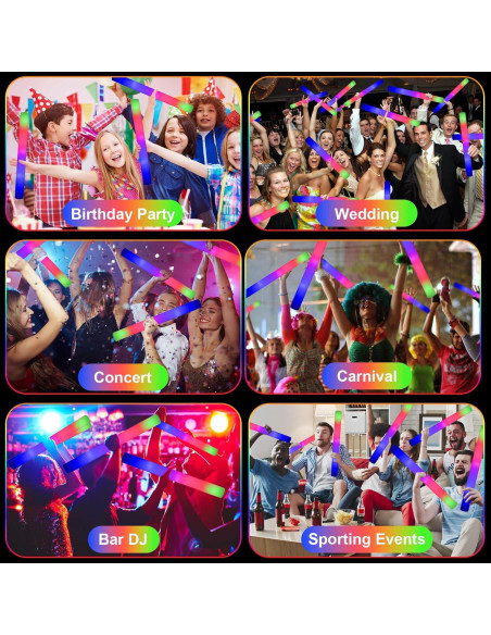 Palos de Espuma LED Brillantes EXCECAR 45 Pcs 3 Modos