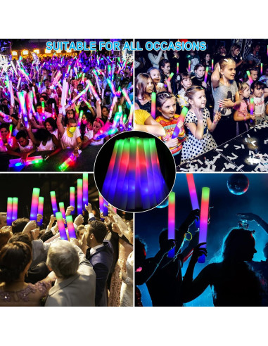 Palos de Espuma LED Brillantes EXCECAR 45 Pcs 3 Modos