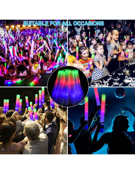 Palos de Espuma LED Brillantes EXCECAR 45 Pcs 3 Modos
