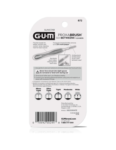 GUM Proxabrush Go-Betweens Ajustado - Cepillos Interdentales 10ct