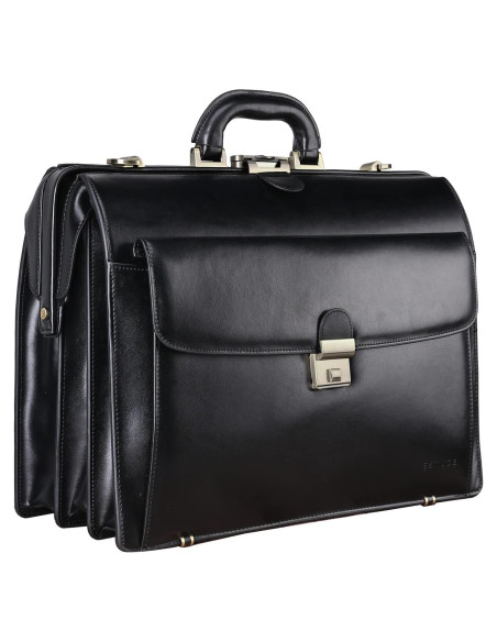 Maletín de Cuero Negro Banuce 15.6" para Hombres con Cerradura