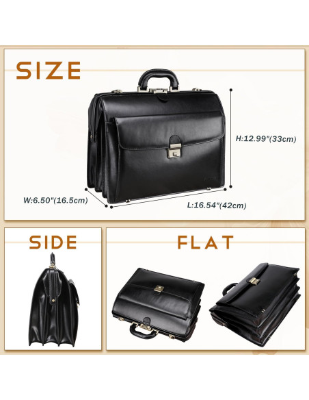 Maletín de Cuero Negro Banuce 15.6" para Hombres con Cerradura