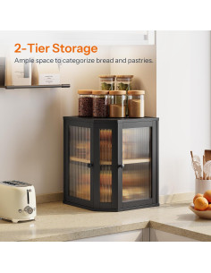 Caja de Pan de Bambú HOOBRO Esquina 2 Niveles Negro BK12MB01 2