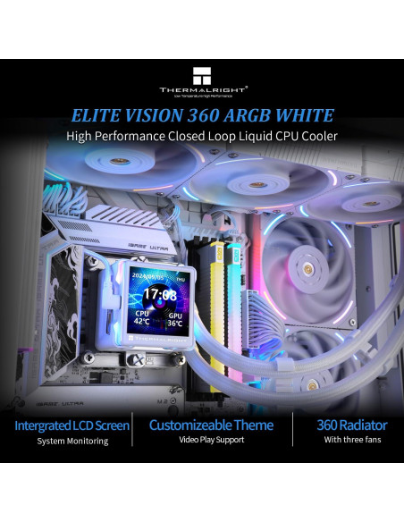 Enfriador AIO Thermalright Elite Vision 360 ARGB Blanco 6.93cm