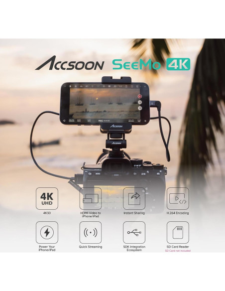 Accsoon SeeMo 4K Adaptador HDMI para iPhone y iPad