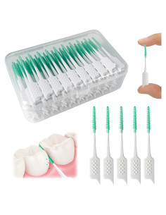 Palillos de Hilo Dental de Silicona Suave WQINX 160pcs Verde