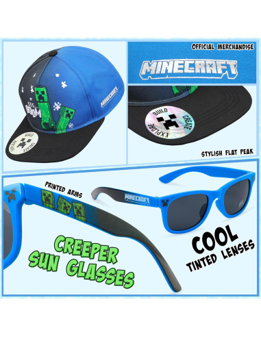 Gorra de béisbol Minecraft y gafas de sol UV para niños
