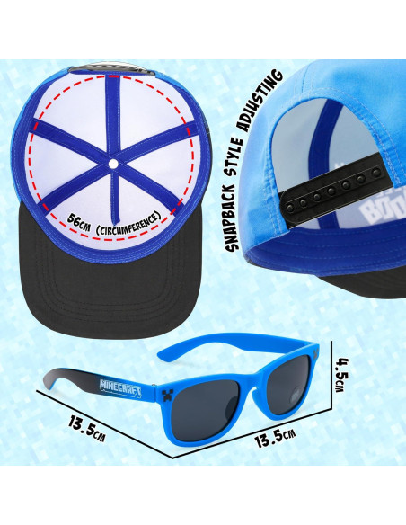 Gorra de béisbol Minecraft y gafas de sol UV para niños