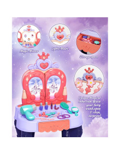 Mesa de Maquillaje Infantil Diario Lindo con Espejo y Luz 2