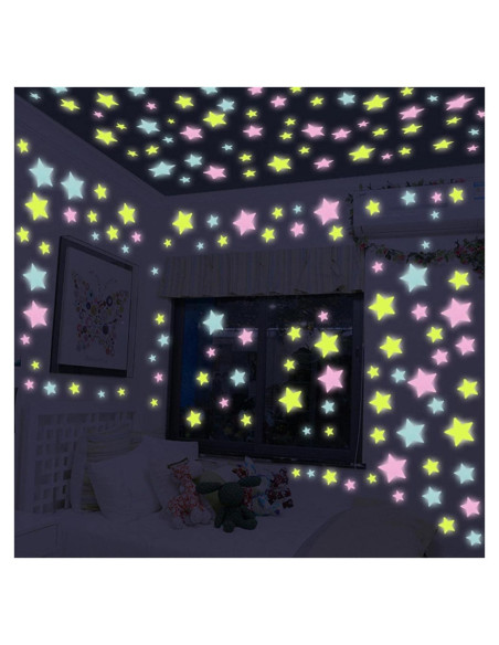 50 Calcomanías de Estrellas Luminiscentes Seadiquiet para Pared