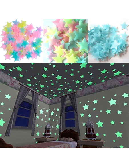 50 Calcomanías de Estrellas Luminiscentes Seadiquiet para Pared