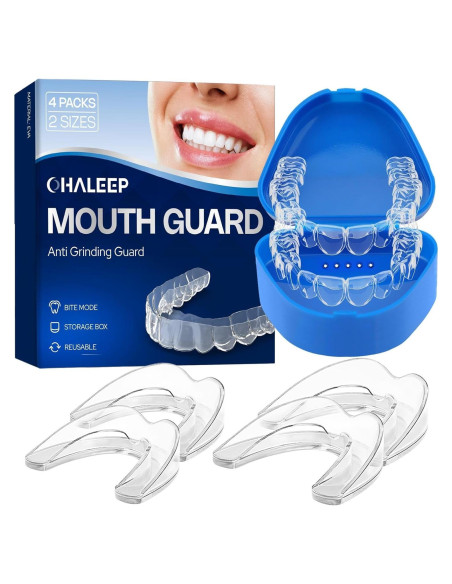 Protector Bucal Anti Grinding OHALEEP - 4 Piezas, Tamaños Grandes y Pequeños