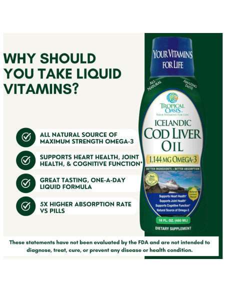 Aceite de Hígado de Bacalao Tropical Oasis 1144mg Omega-3 Líquido Aceite de Hígado de Bacalao Tropical Oasis 1144mg Omega-3 Líquido