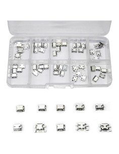 Juego de 50 Conectores Micro USB Femenino XUGERIP - 10 Tipos