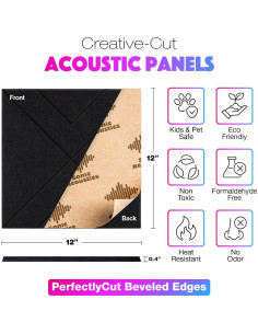 Paquete de 18 Paneles Acústicos Autoadhesivos Sonic Acoustics 30x30cm 2