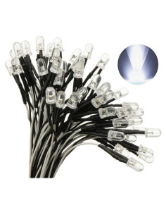 50 Diodos LED 5mm CO-RODE Blancos 12V Pre-cableados